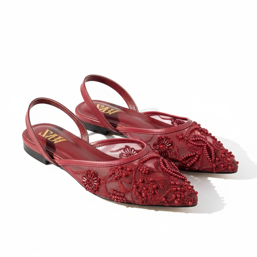 ZARA EMBROIDERY NET FLAT PUMP