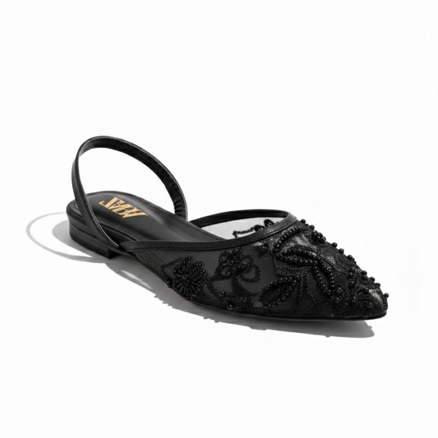 ZARA EMBROIDERY NET FLAT PUMP