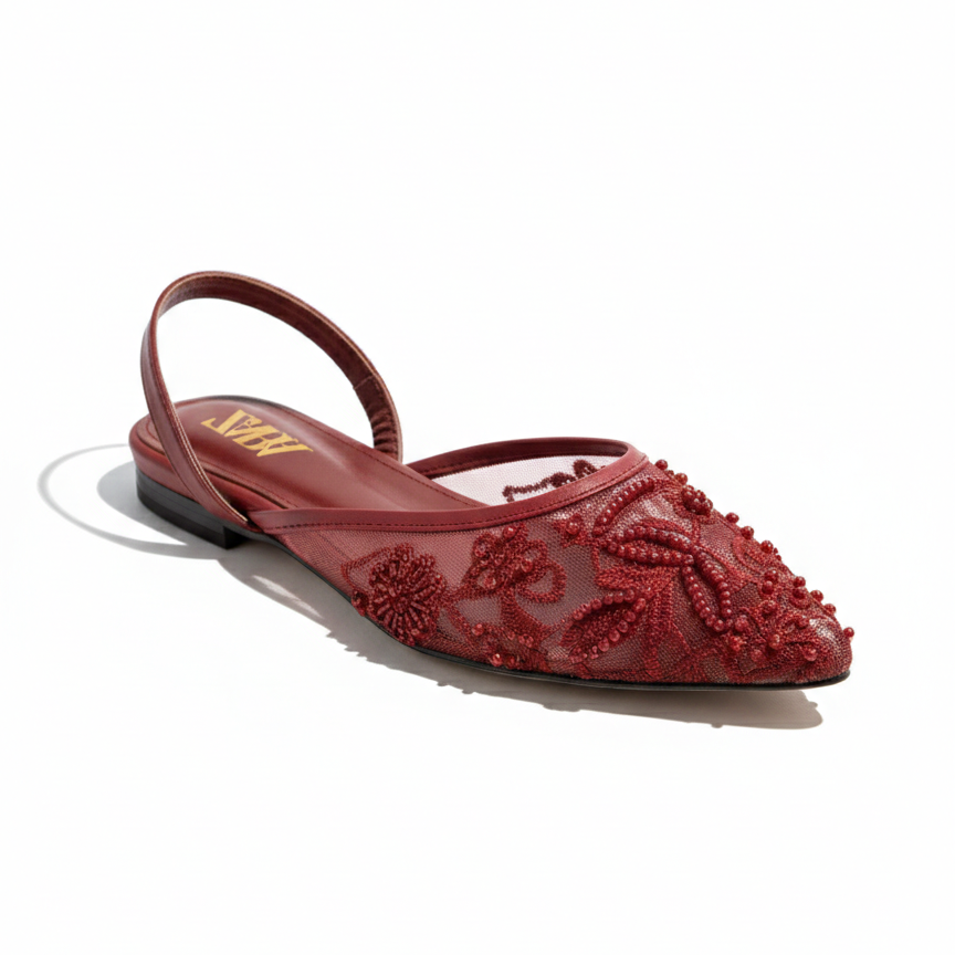 ZARA EMBROIDERY NET FLAT PUMP
