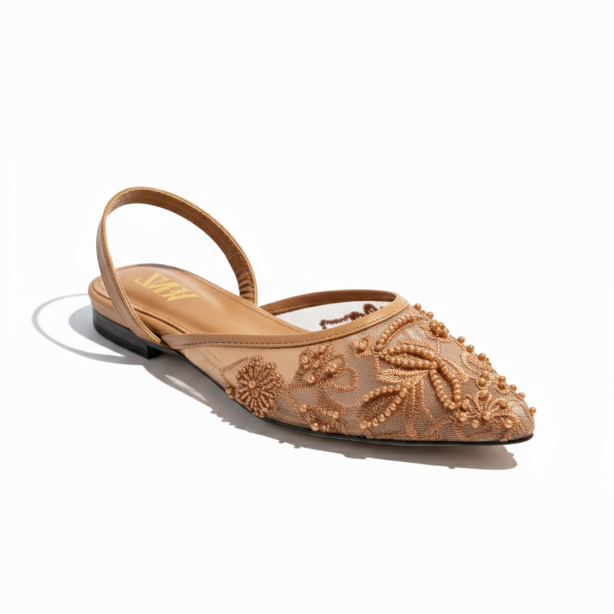 ZARA EMBROIDERY NET FLAT PUMP