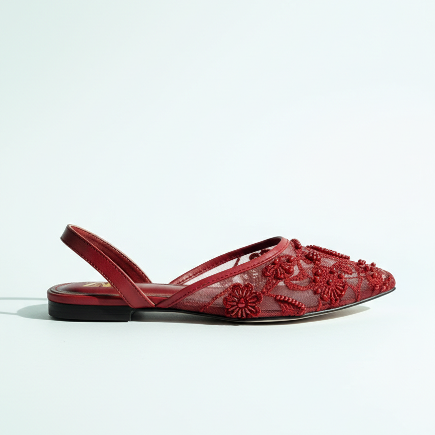 ZARA EMBROIDERY NET FLAT PUMP