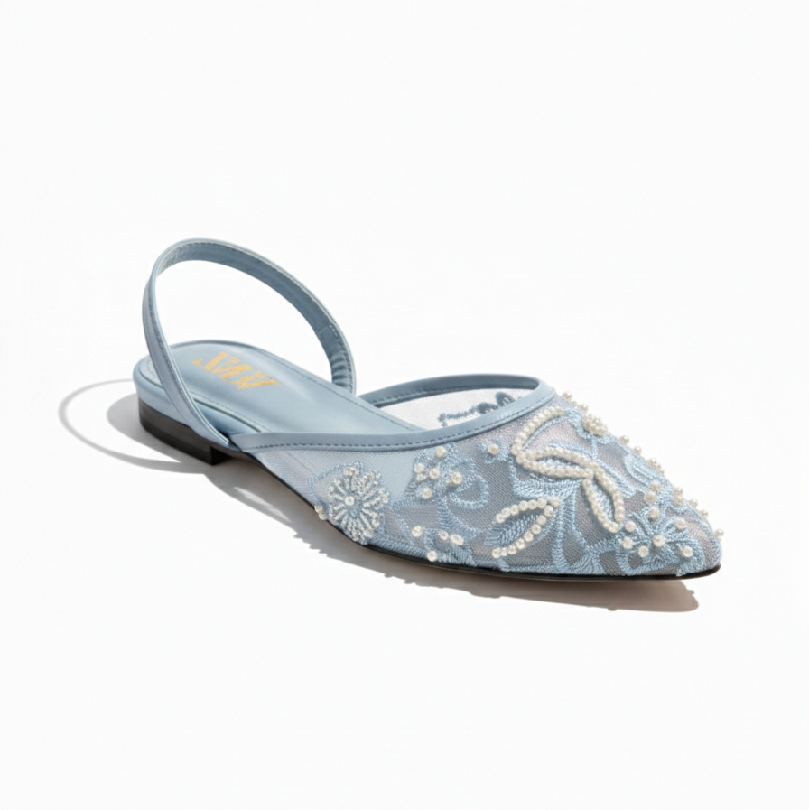 ZARA EMBROIDERY NET FLAT PUMP