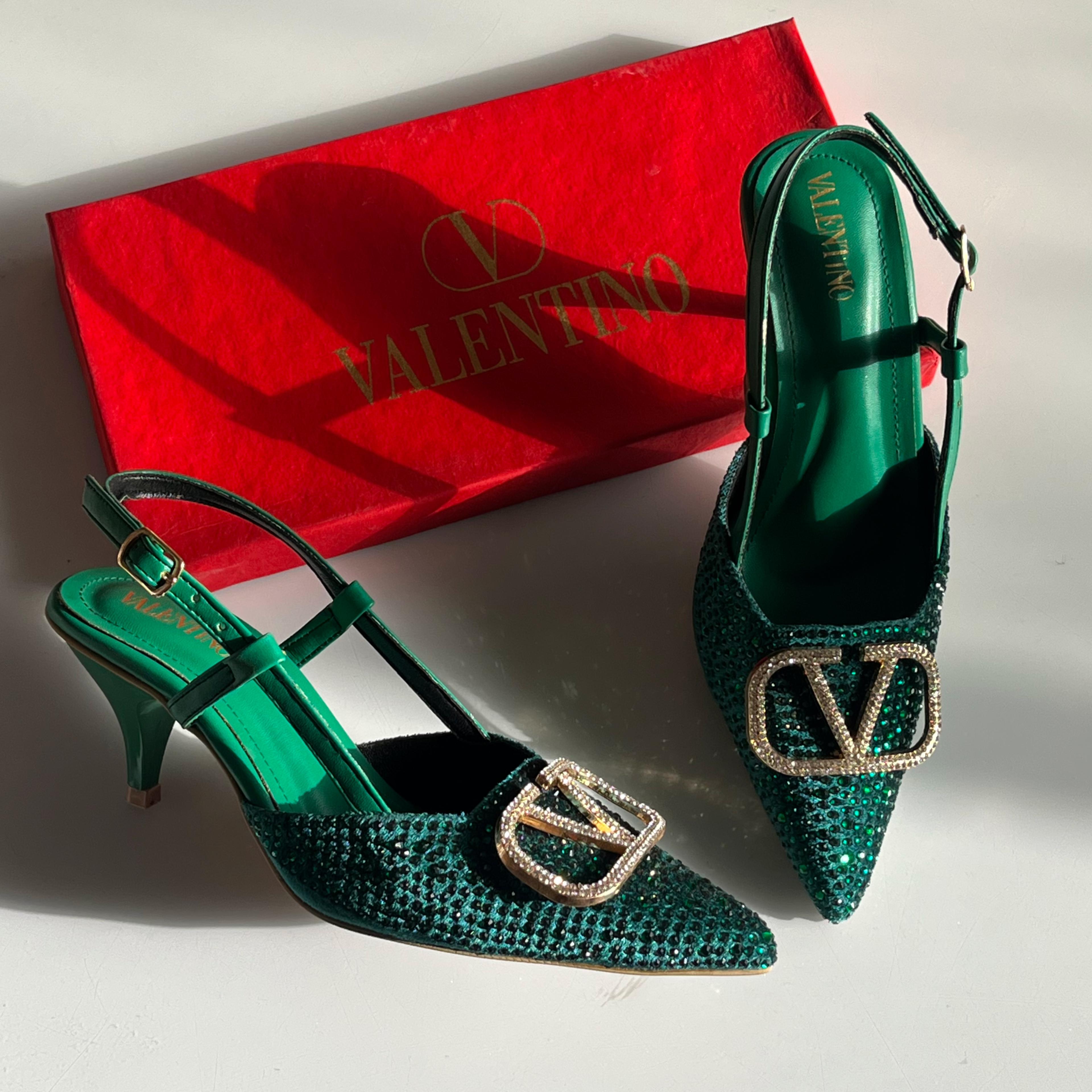 Crystal V Slingback Heels( ALLOW TO OPEN AND FREE SHIPPING )