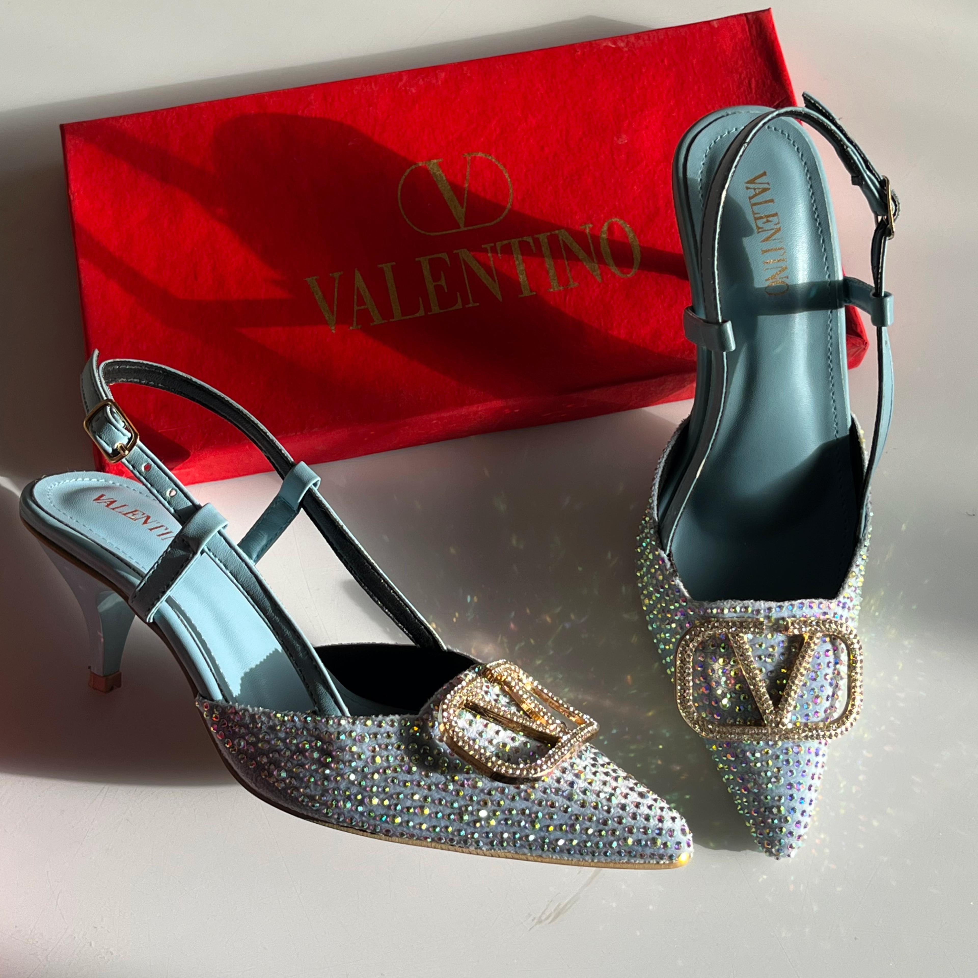 Crystal V Slingback Heels( ALLOW TO OPEN AND FREE SHIPPING )