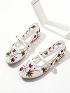 Floral Embroidery Flats Pump Shoe ( ALLOW TO OPEN AND FREE SHIPPING )