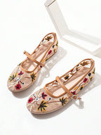 Floral Embroidery Flats Pump Shoe ( ALLOW TO OPEN AND FREE SHIPPING )