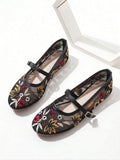 Floral Embroidery Flats Pump Shoe ( ALLOW TO OPEN AND FREE SHIPPING )