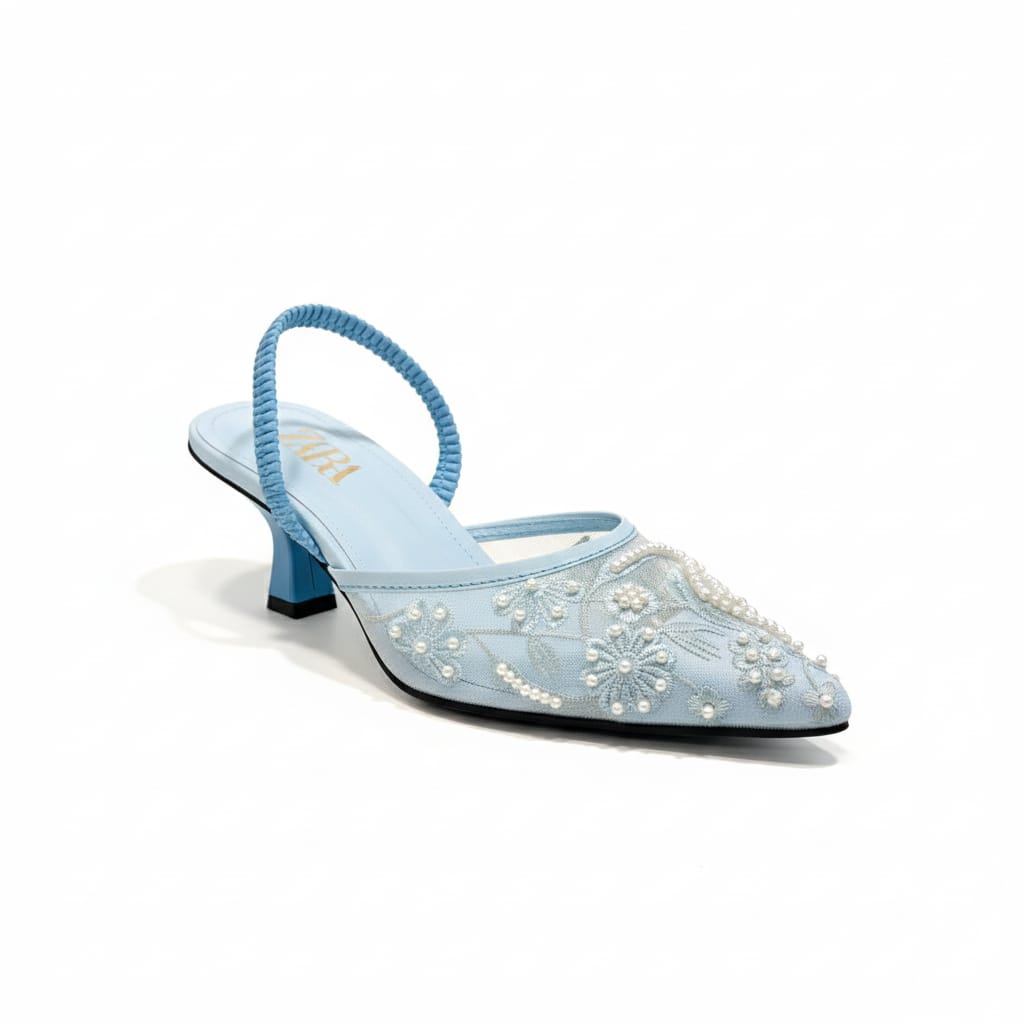 Zara Mesh Embroidered Heels