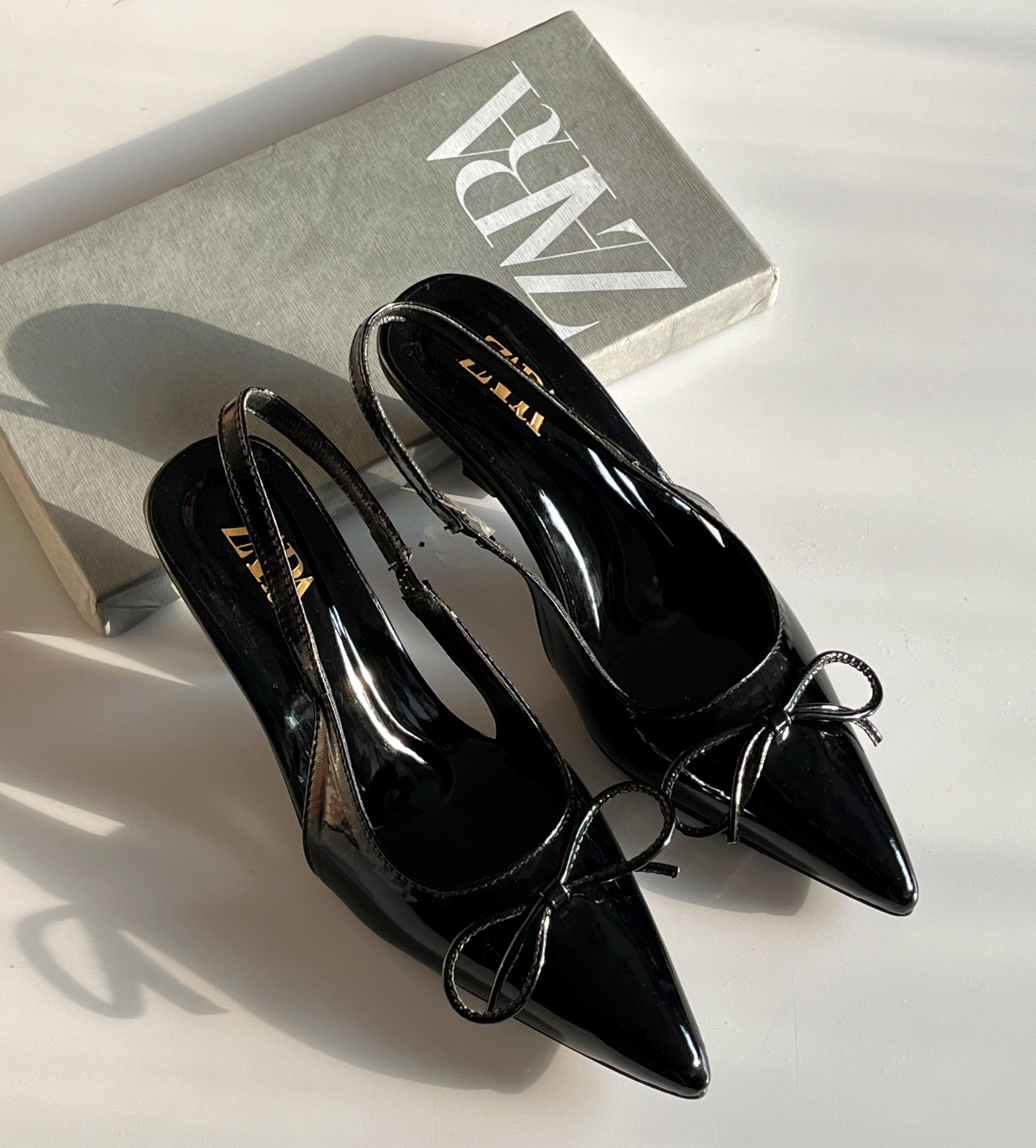 ZARA BOW PATENT SLINGBACK