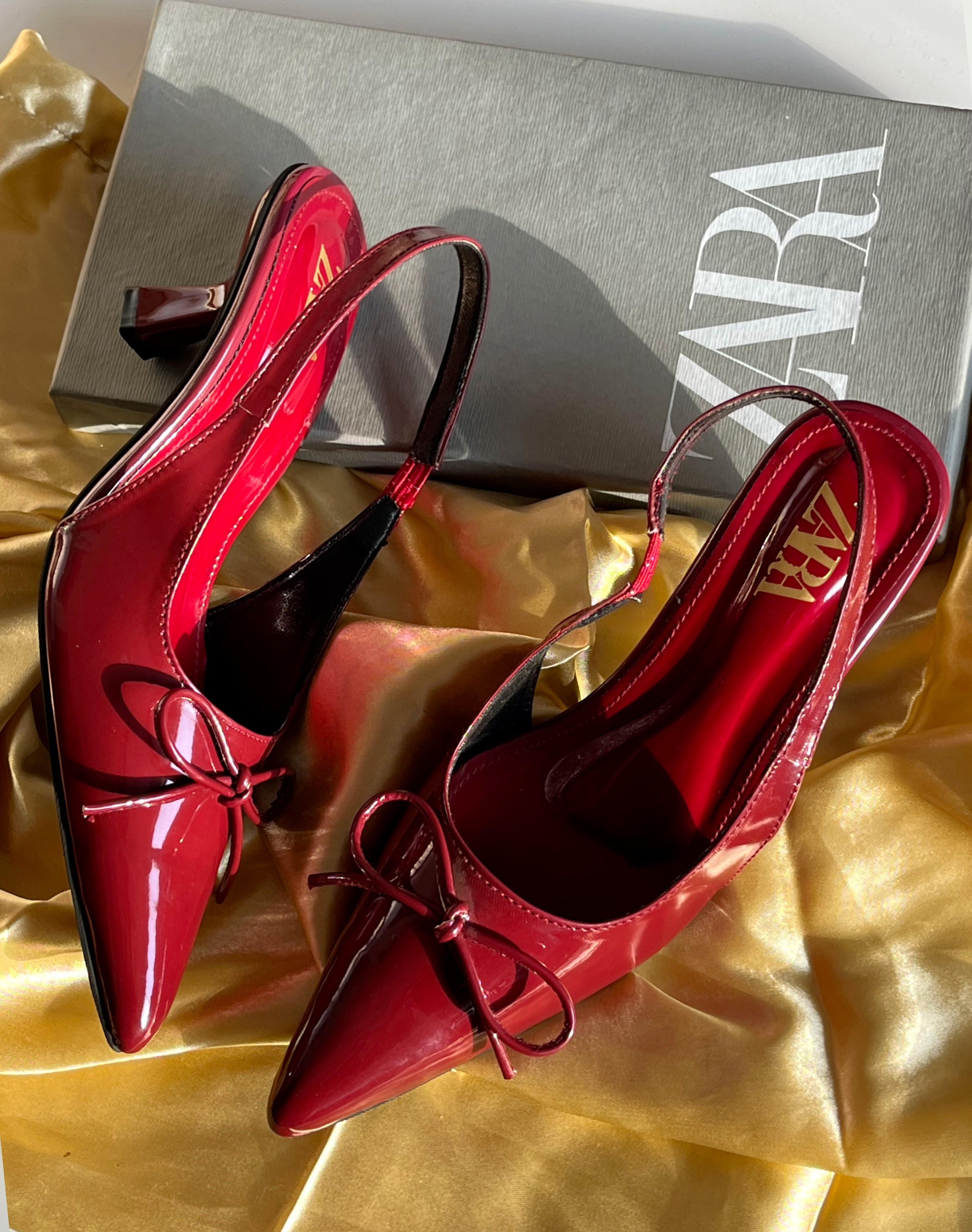 ZARA BOW PATENT SLINGBACK