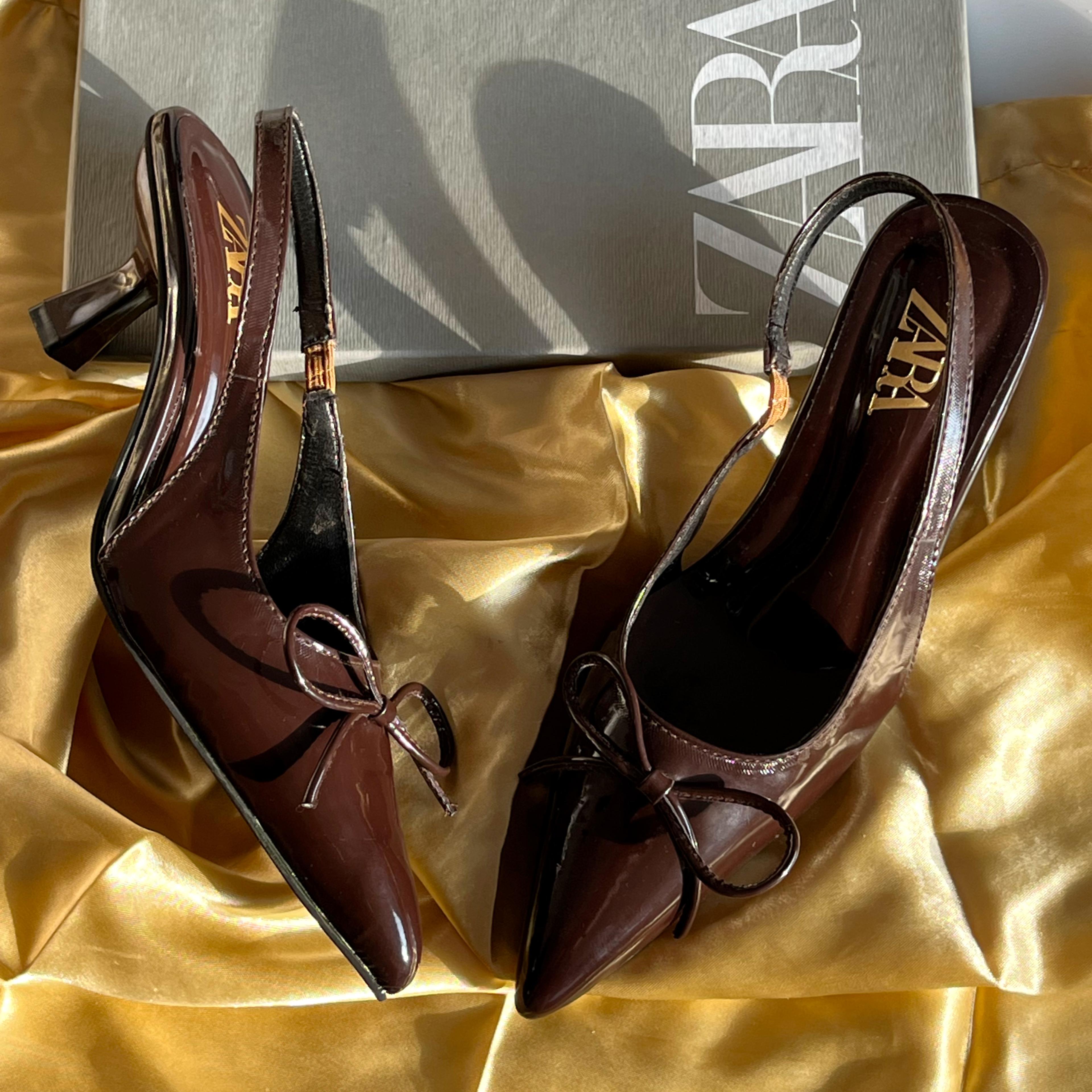 ZARA BOW PATENT SLINGBACK