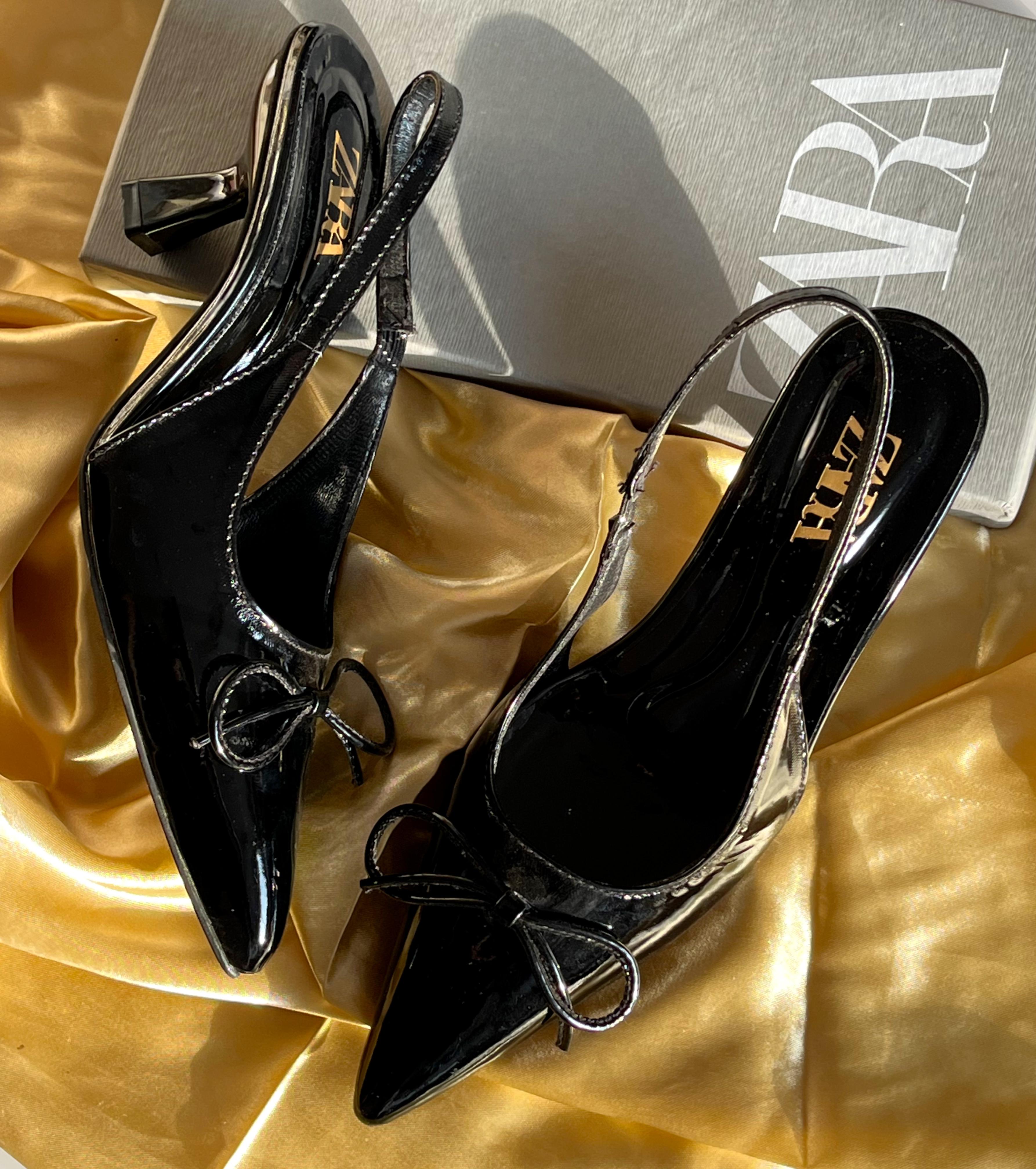 ZARA BOW PATENT SLINGBACK