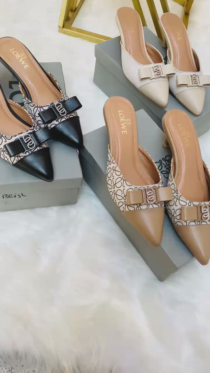 FRONT BOW KITTEN HEELS