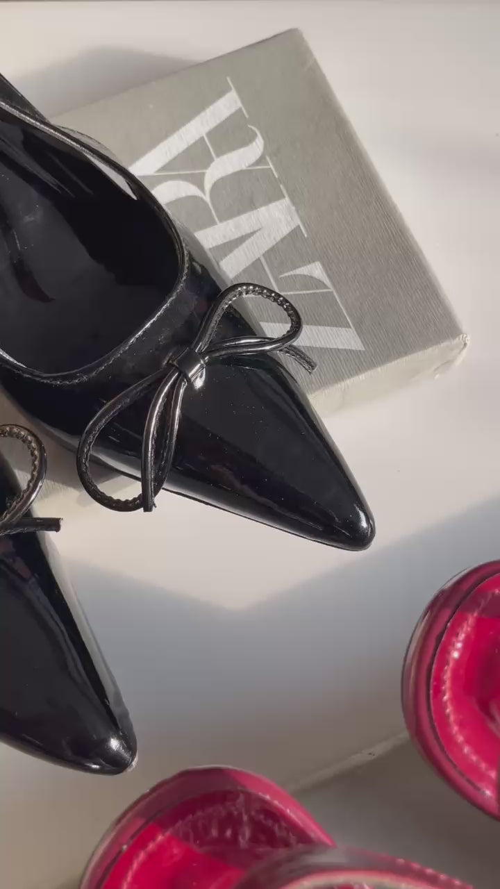 ZARA BOW PATENT SLINGBACK
