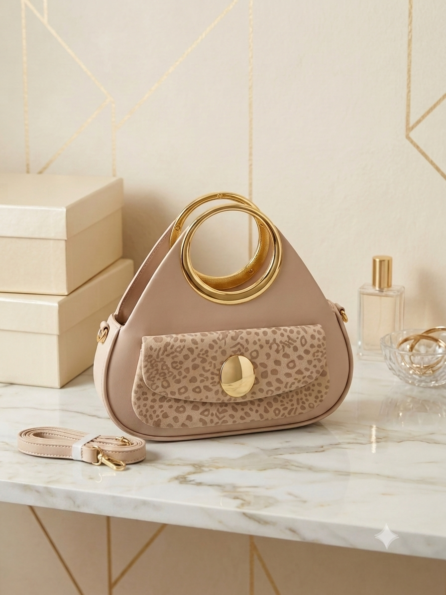Elegant Ring-Handle Imported  Handbag( ALLOW TO OPEN AND FREE SHIPPING )
