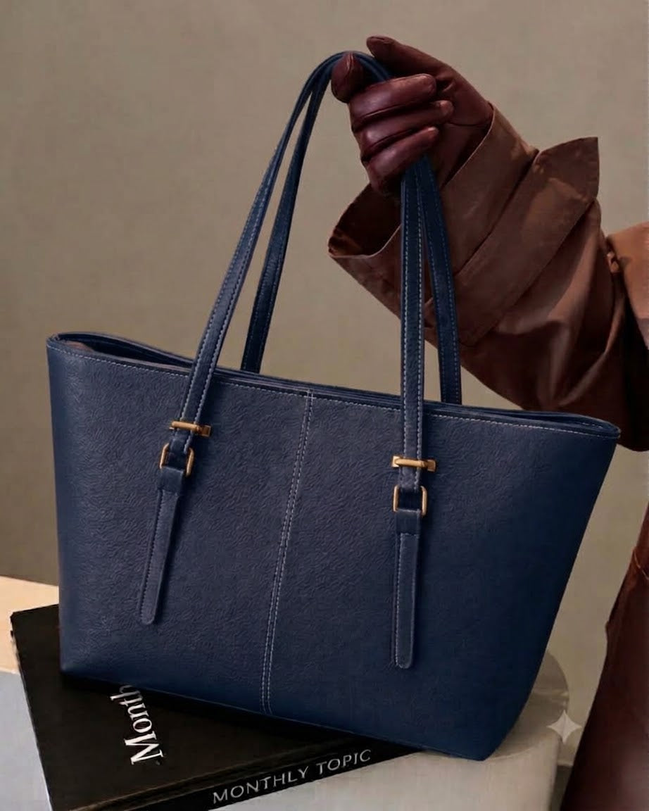 Classic Textured Shoulder Tote Bag