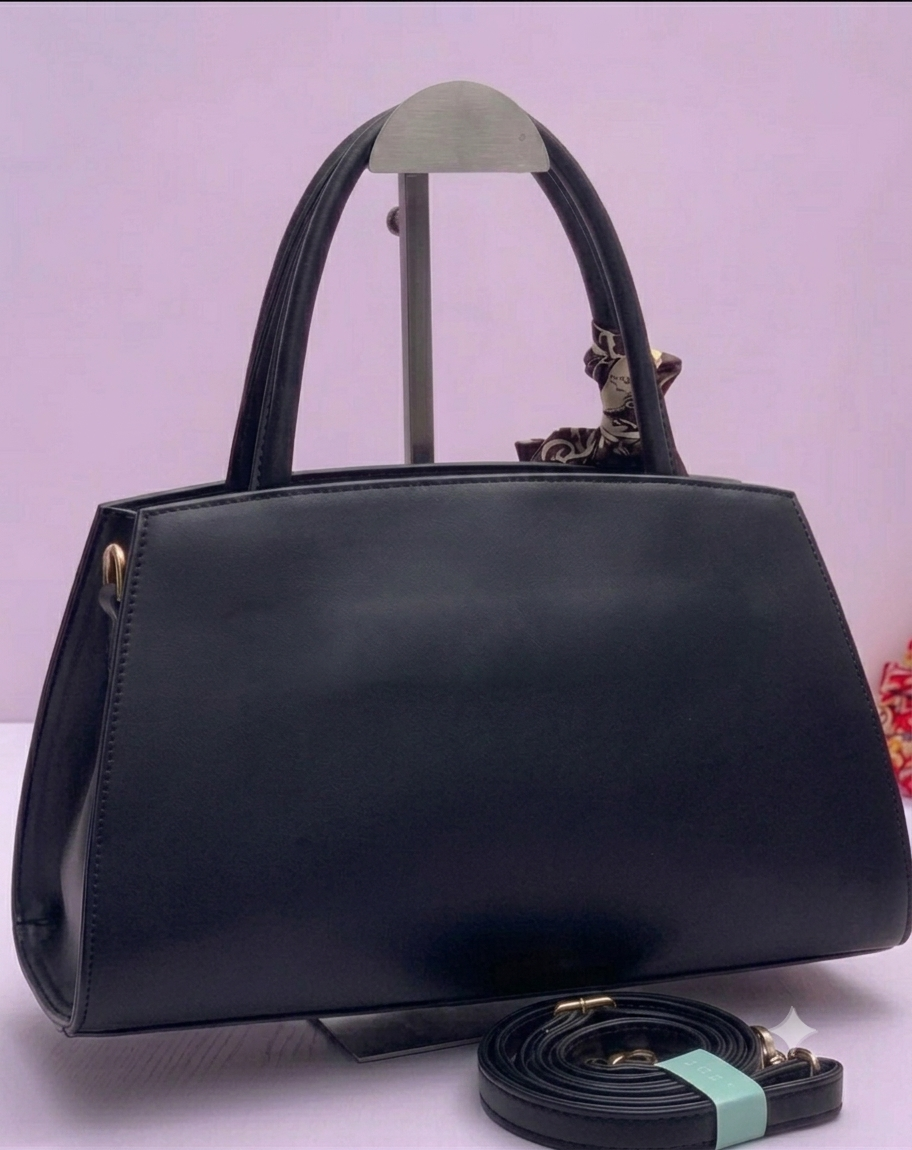 Elegant Top-Handle Structured Handbag with Scarf Accent