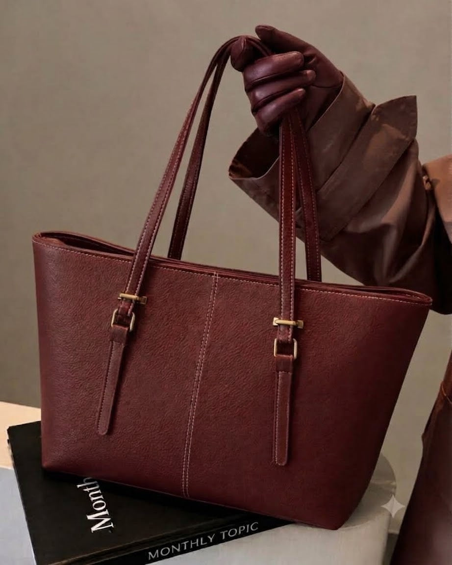 Classic Textured Shoulder Tote Bag