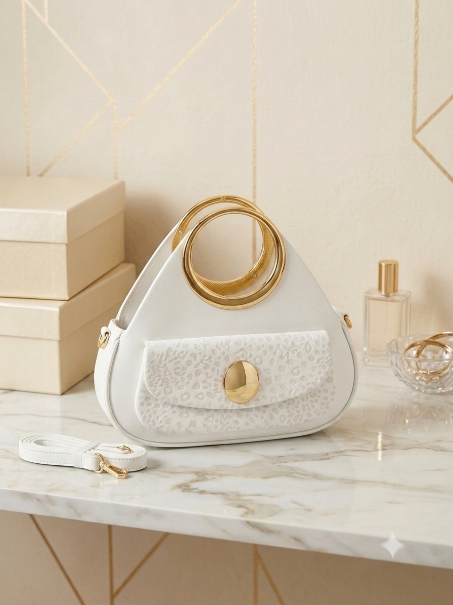 Elegant Ring-Handle Imported  Handbag( ALLOW TO OPEN AND FREE SHIPPING )